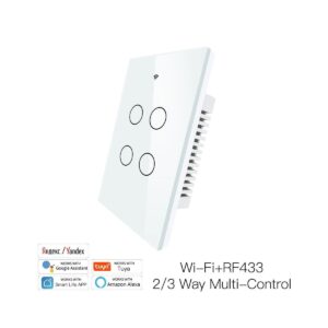 Interruptor Tactil De Pared 4 Bot Wifi+Rf433 Tuya