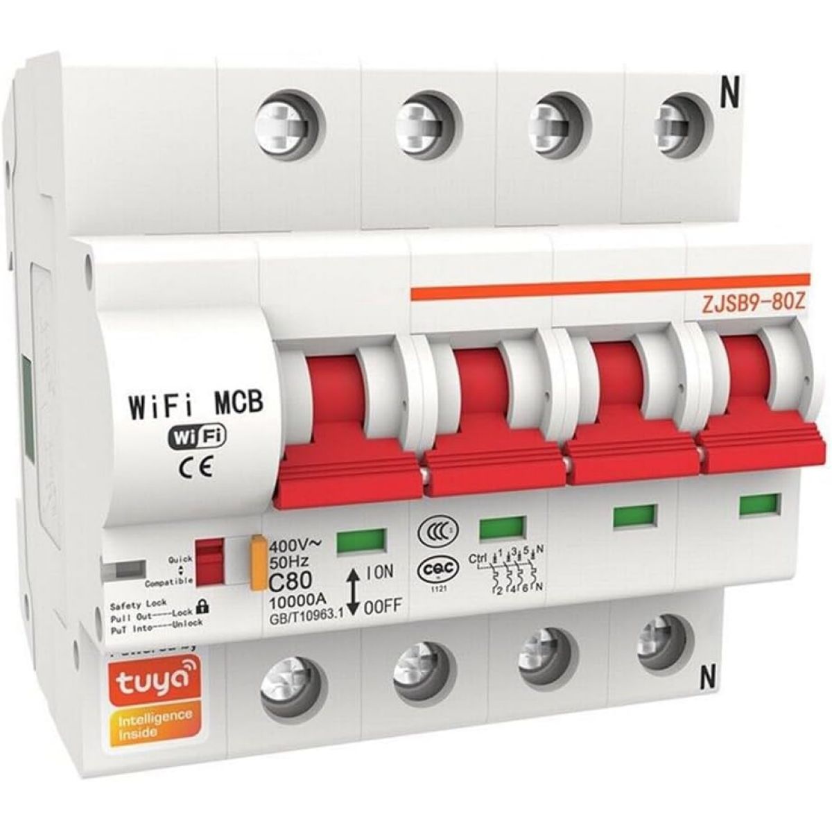 Llave Eléctrica 4 Polos 32a Tuya Smart